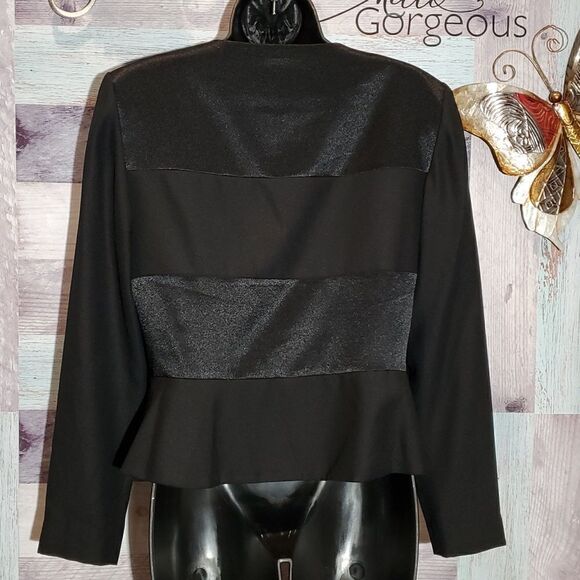 Debra Michaels Sz 10 Vintage Black Satin Trim Button Formal Suit Blouse Y2K. 623 - Picture 5 of 6